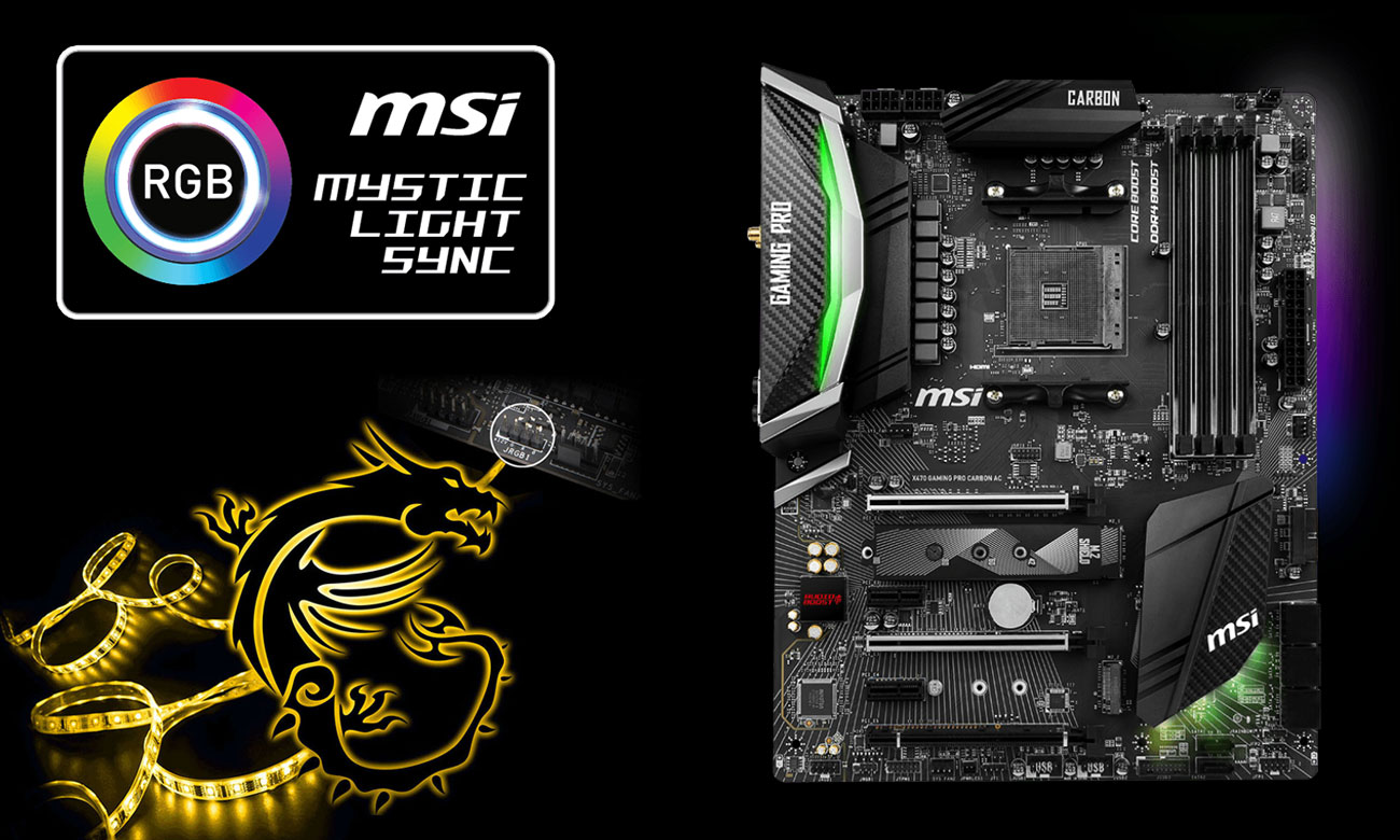 MSI X470 GAMING PRO CARBON AC Podświetlenie MSI Mystic Light