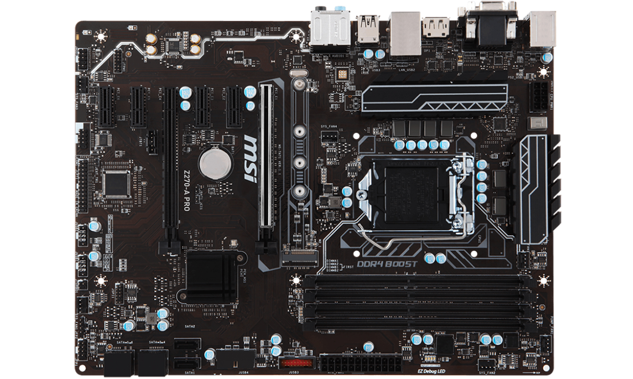 Płyta główna MSI Z270-A PRO Widok z góry