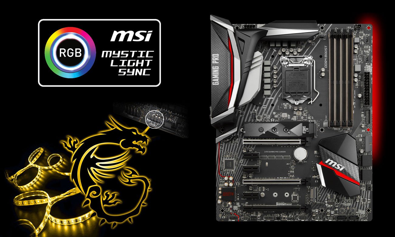MSI Z370 GAMING PRO CARBON Podświetlenie RGB Mystic Light