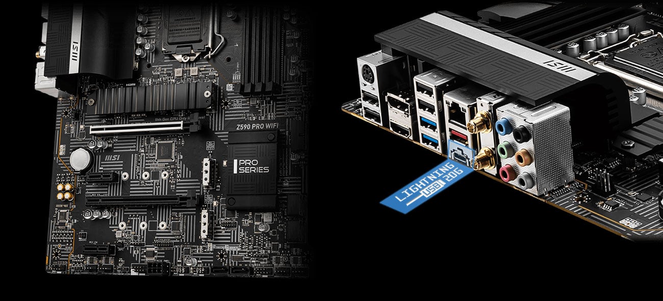 MSI Z590 PRO WIFI - Złącza M.2, USB