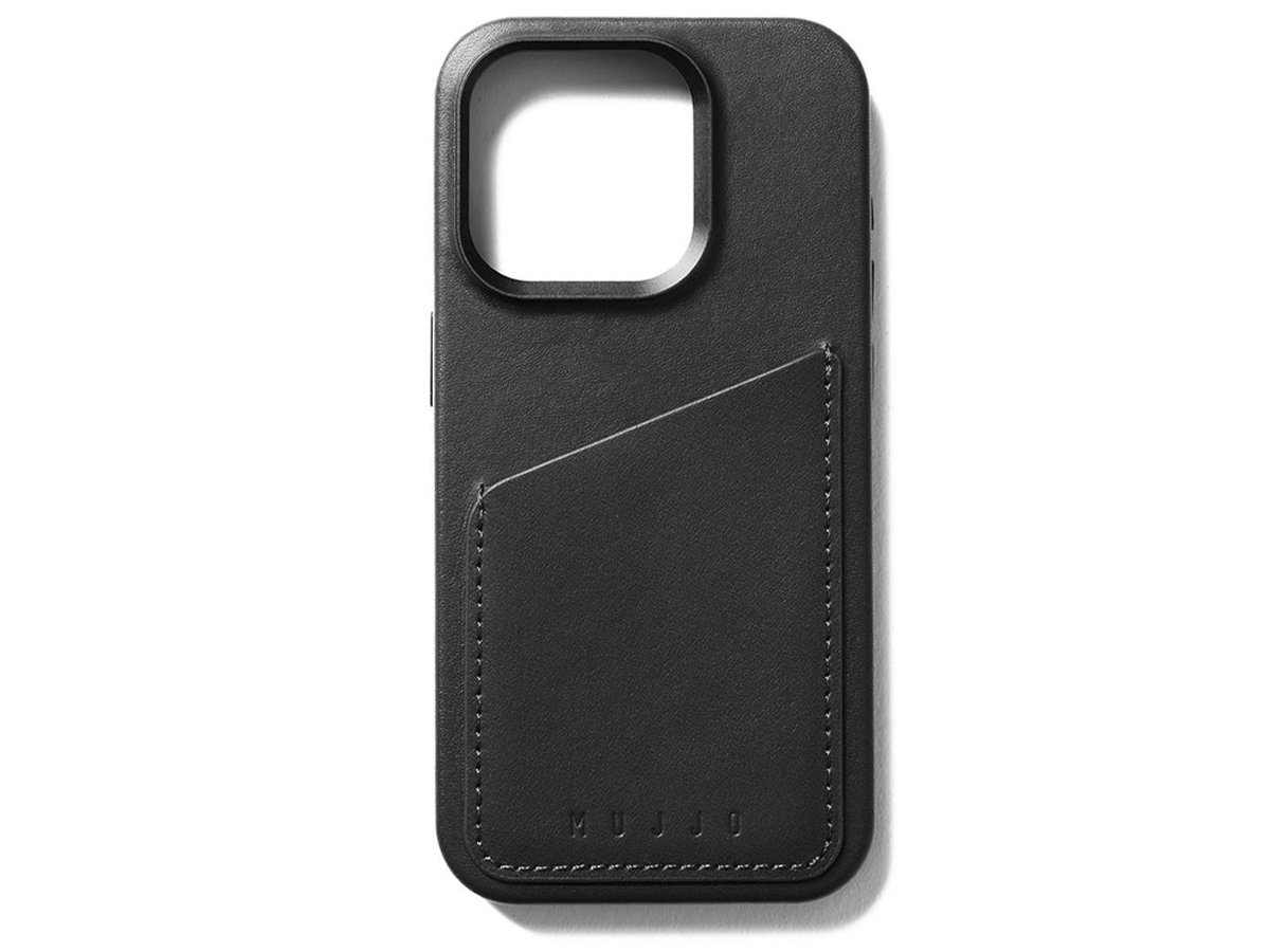 Etui Mujjo FullLeatherWallet Case iPhone 15 Pro MagSafe schwarz