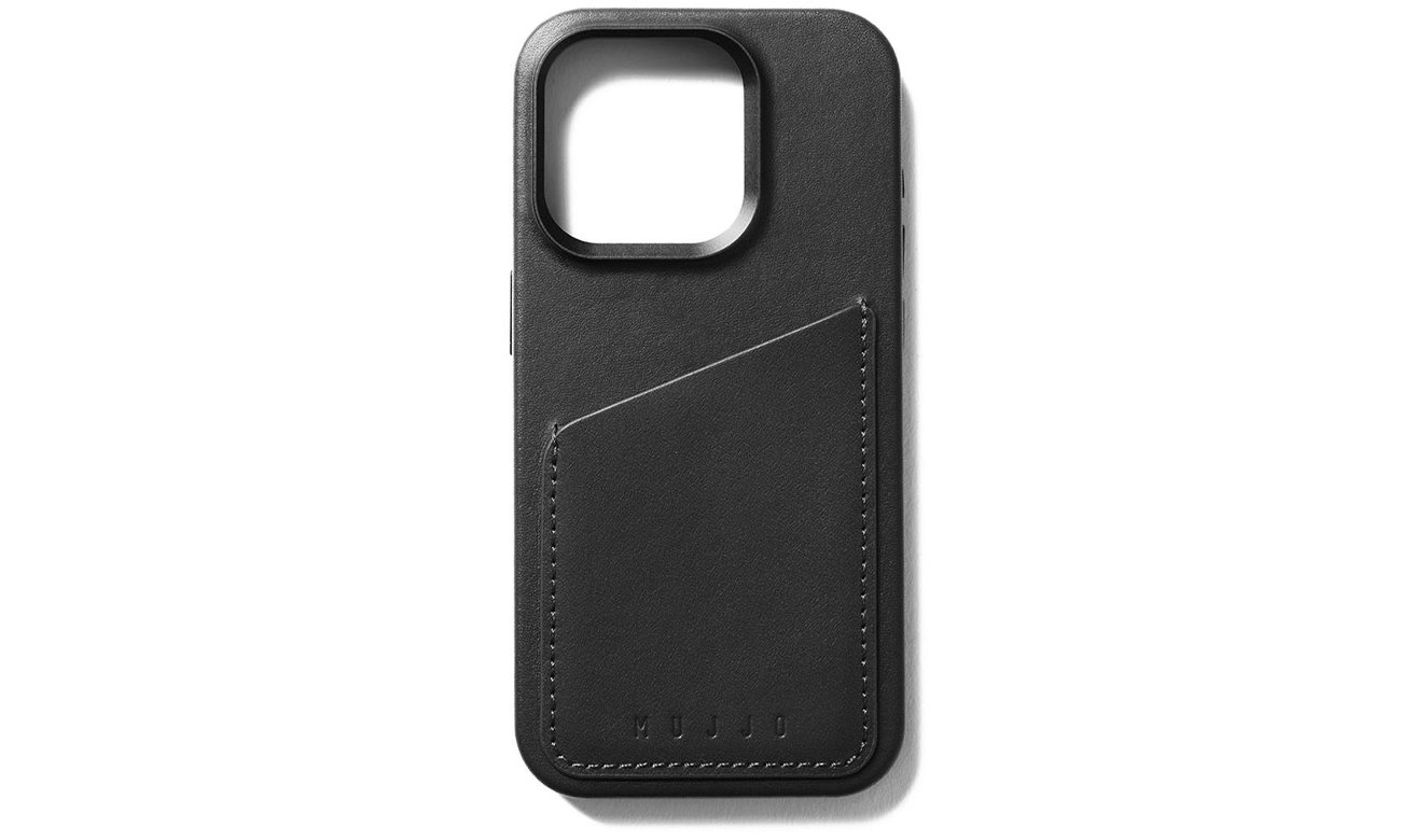 Etui Mujjo FullLeatherWallet Case iPhone 15 Pro MagSafe schwarz