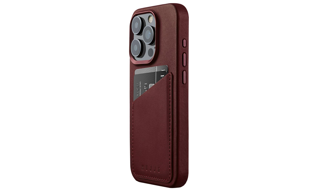 Etui Mujjo FullLeatherWallet Case iPhone 15 Pro MagSafe burgundy