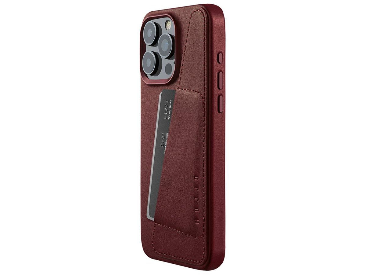 Etui Mujjo FullLeatherWallet Case iPhone 15 Pro Max MagSafe burgundy