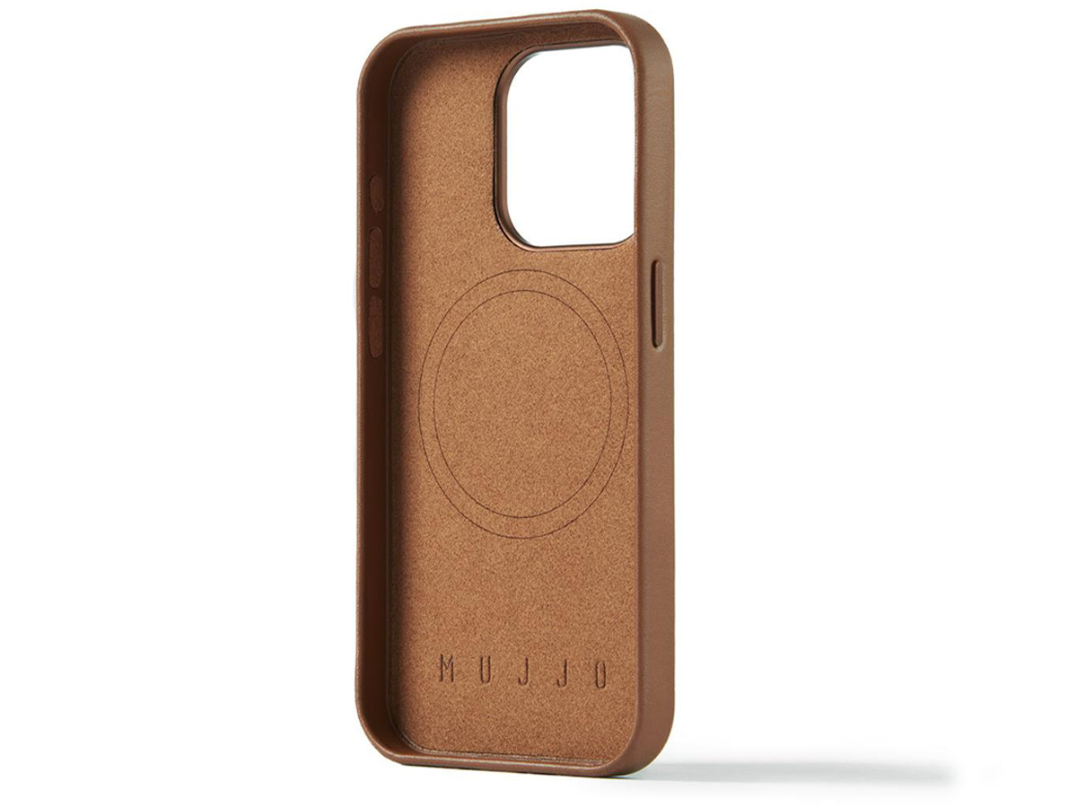 Etui Mujjo FullLeather Case iPhone 15 Pro Max MagSafe tan