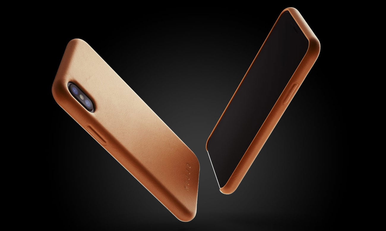 Mujjo Full Leather do iPhone X Brązowe Wzmocnienia