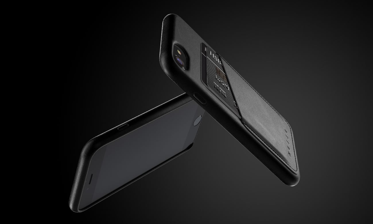 Mujjo Full Leather Wallet do iPhone 7/8 Czarny Wysokiej jakości skóra