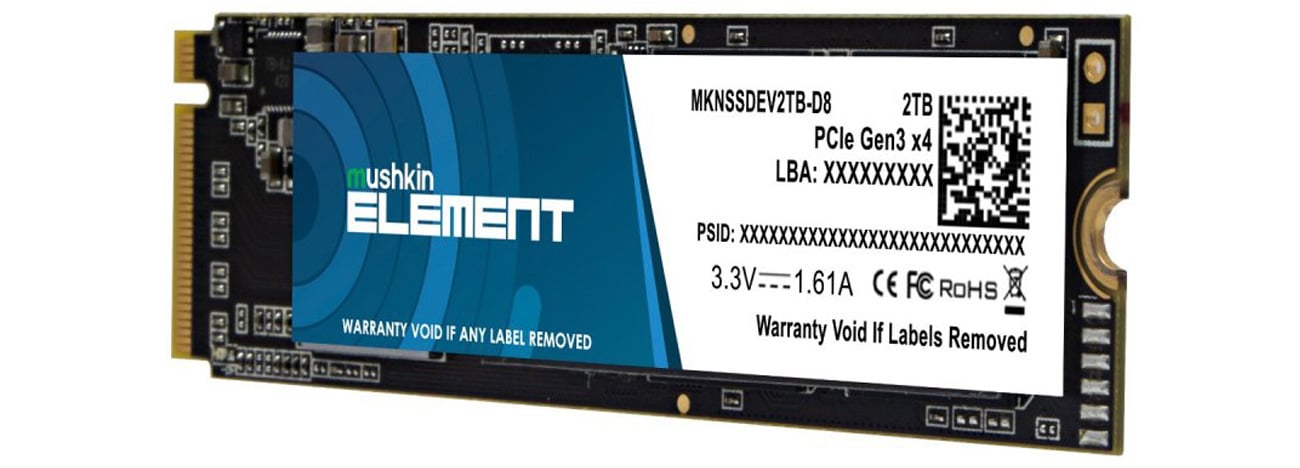 Dysk SSD M.2 PCIe NVMe Mushkin Element 2 TB - Widok od przodu pod kątem