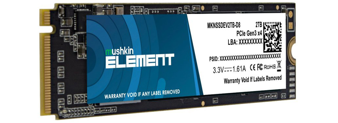 Dysk SSD M.2 PCIe NVMe Mushkin Element 2 TB - Widok od przodu pod kątem