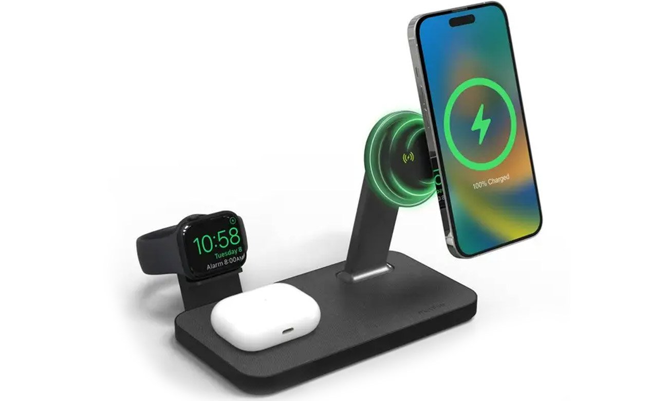 Mophie Snap+ 3w1 Wireless Charging Stand telefon poziomo