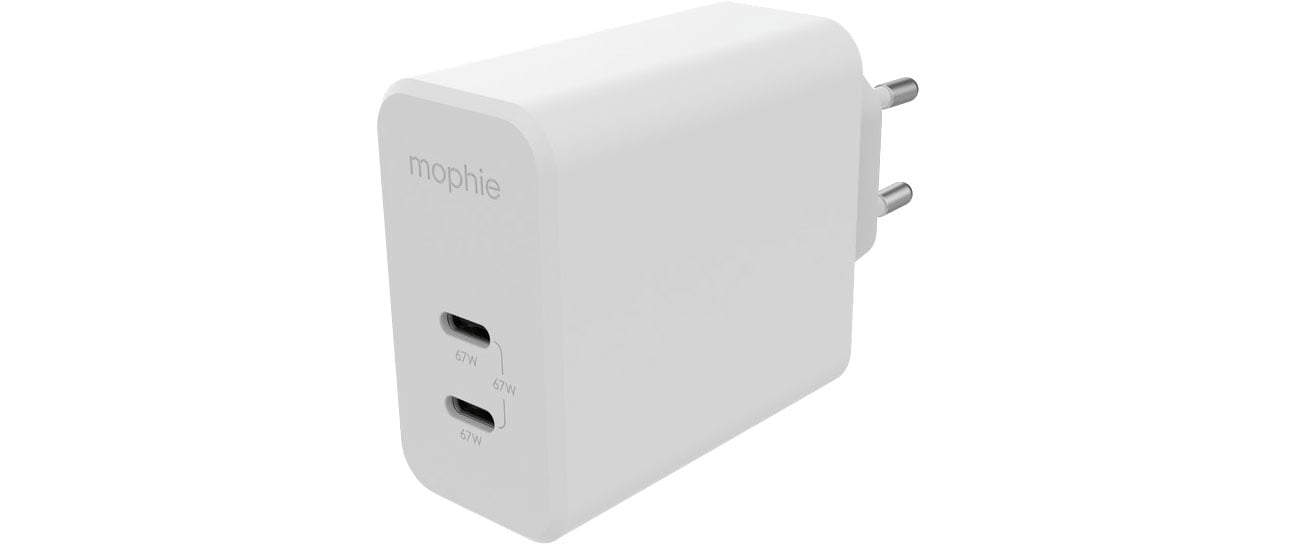 Mophie Gan Charger Dual Netzladegerät 2x USB-C 67 W (weiß) IWCMGANDUWH