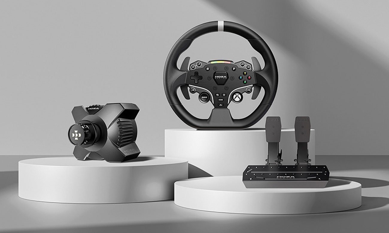 Zestaw gamingowy Moza Racing R3 RS053 (R3 / E5 / SRP-Lite / zaciski R3) - Grafika lifestyle