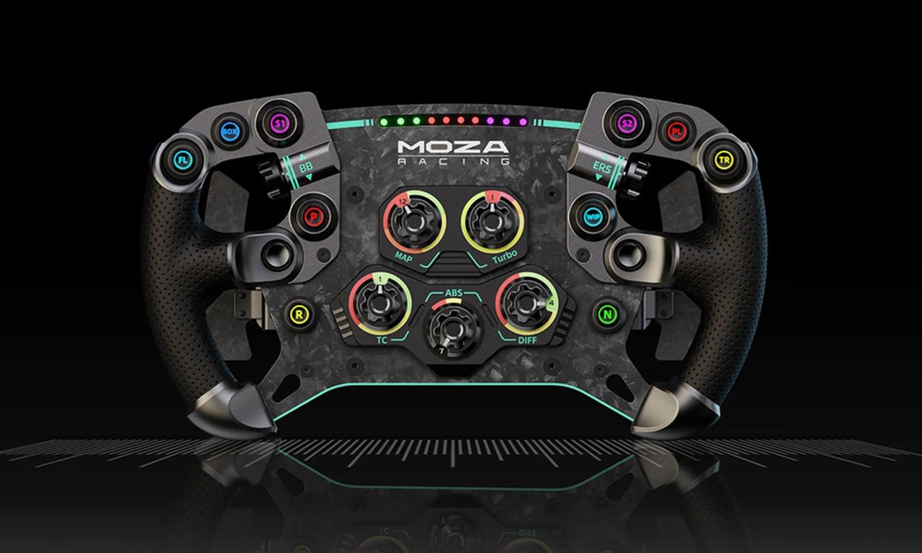 Kierownica gamingowa Moza Racing GS V2P RS056 - Widok ogólny, grafika z tlem