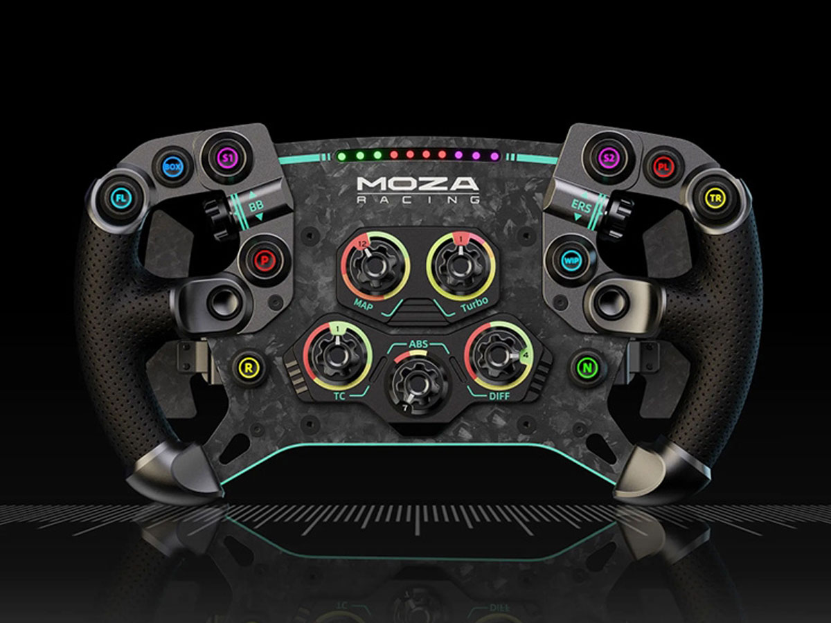 Kierownica gamingowa Moza Racing GS V2P RS056 - Widok ogólny, grafika z tlem