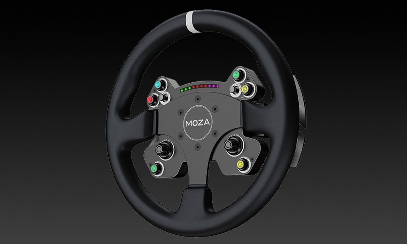 Kierownica gamingowa Moza Racing CS V2P - Widok ogólny, grafika z tlem