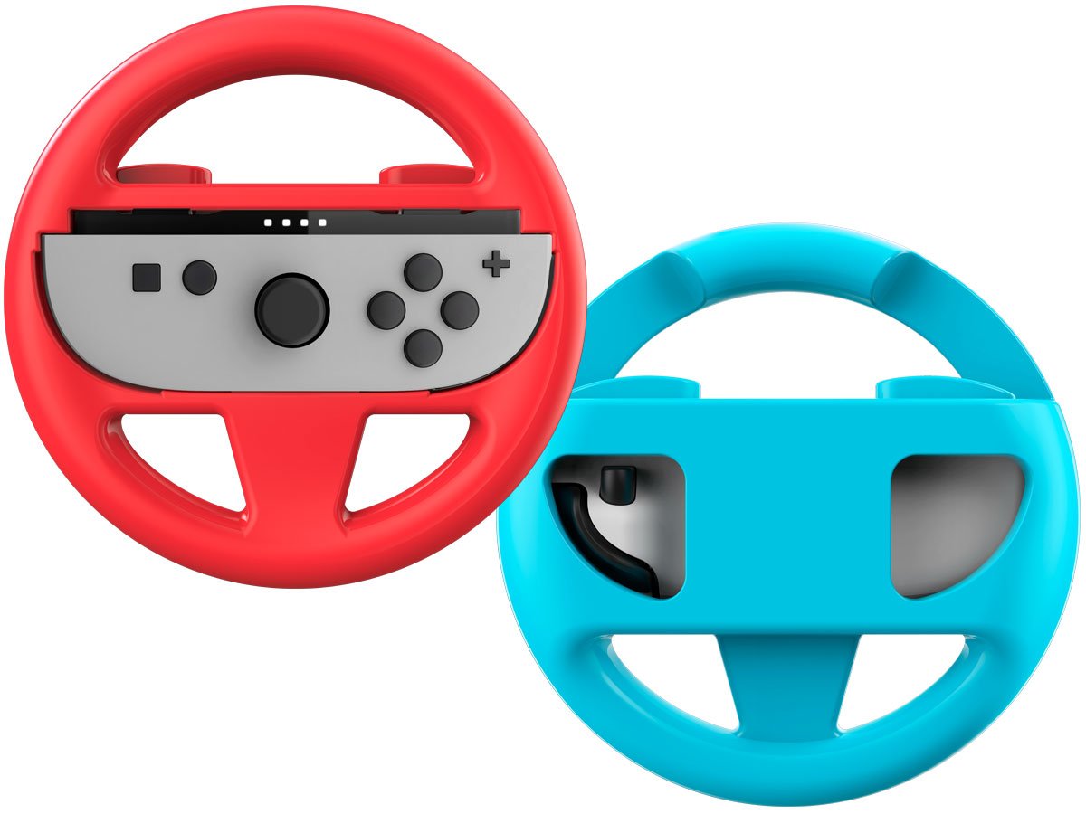 Kierownice Nacon New Dual Wheel do Joy-Con 2 - Widok obu kierownic od przodu i od tyłu