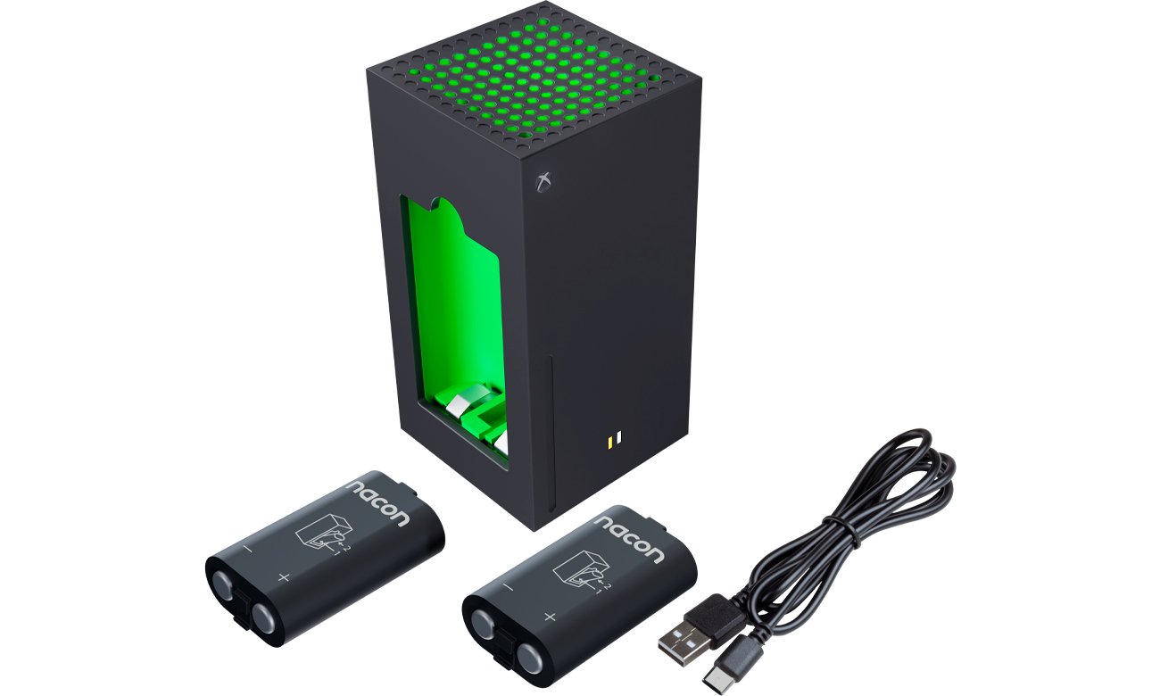 Ładowarka do akumulatorów Xbox Series X Nacon XBXBATTERYBOX - Widok ogólny wraz z akcesoriami
