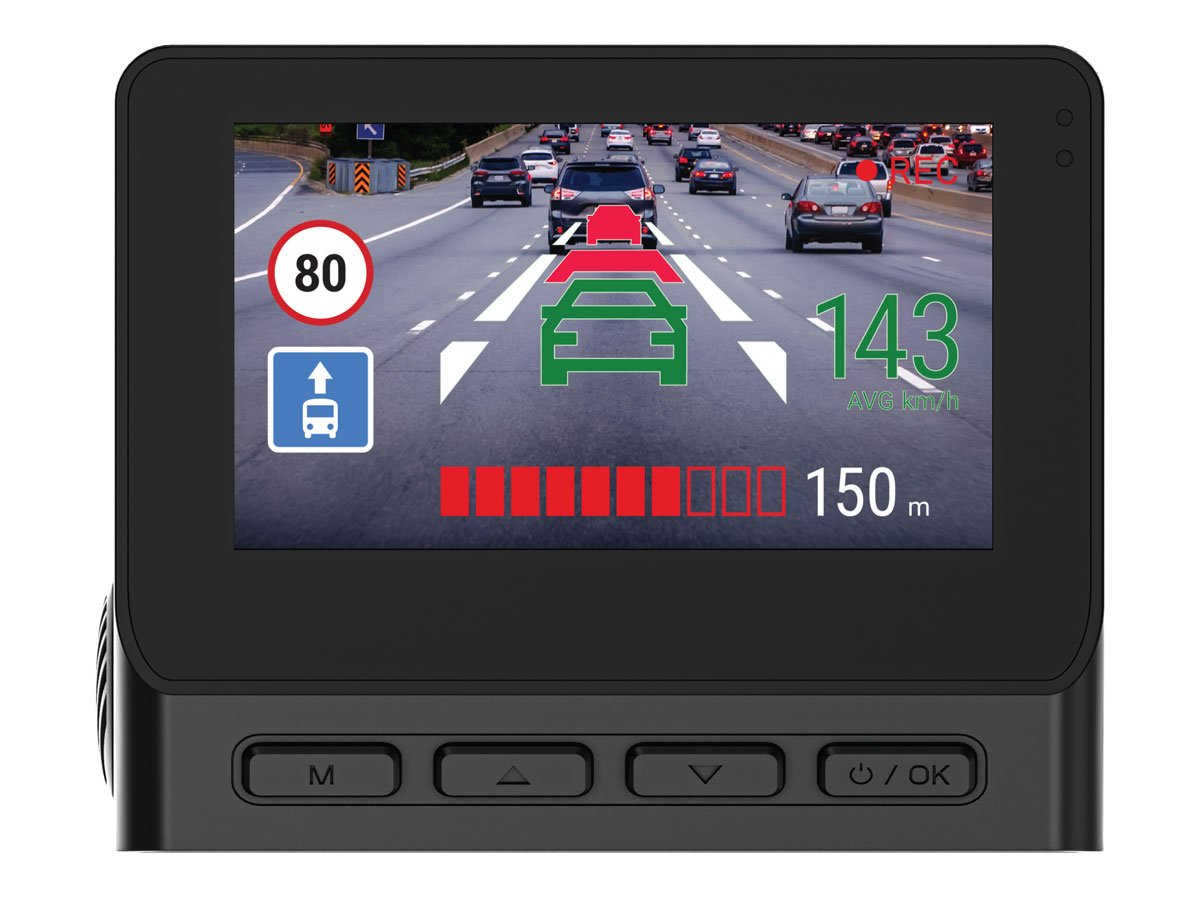 Wideorejestrator Navitel RS984 GPS Dual - Widok od tyłu, ekran