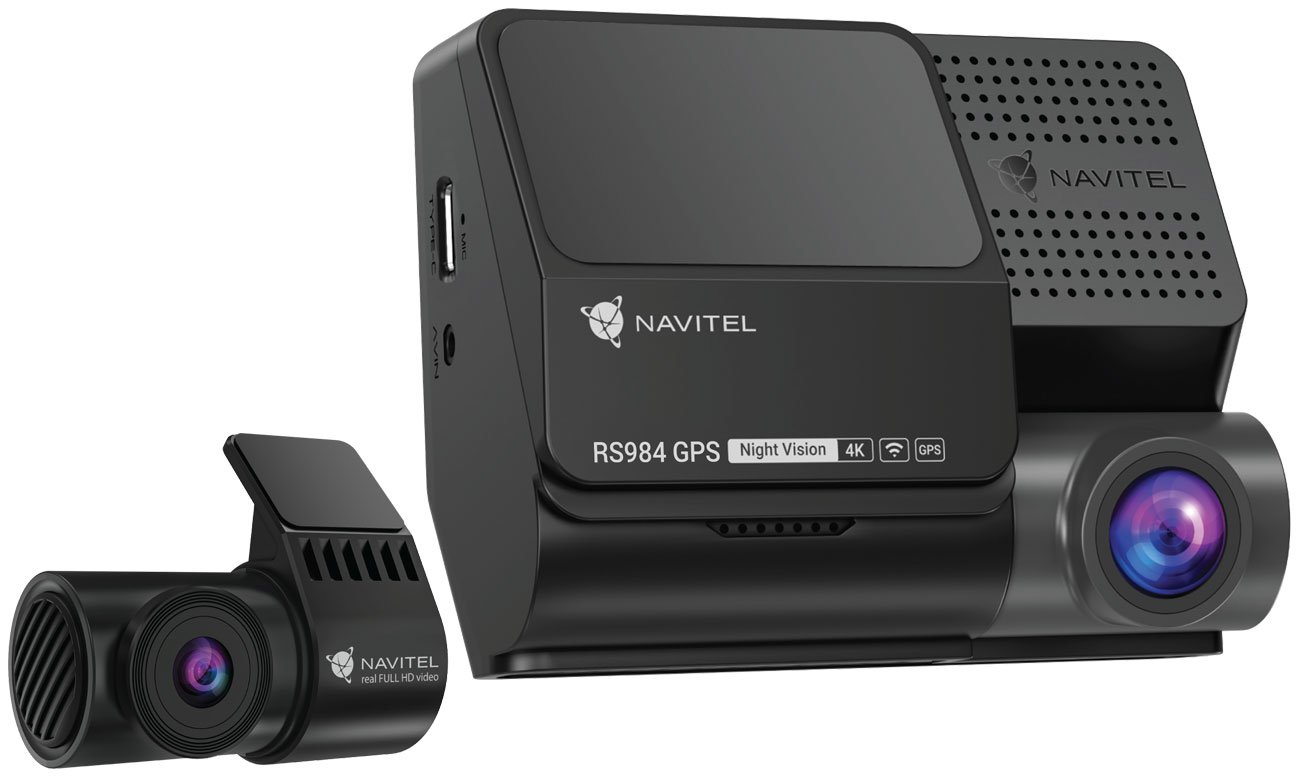 Wideorejestrator Navitel RS984 GPS Dual - Widok ogólny wraz z tylną kamerą