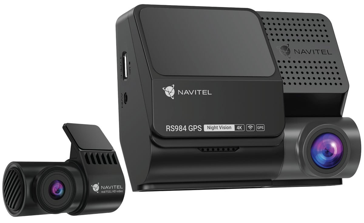 Wideorejestrator Navitel RS984 GPS Dual - Widok ogólny wraz z tylną kamerą