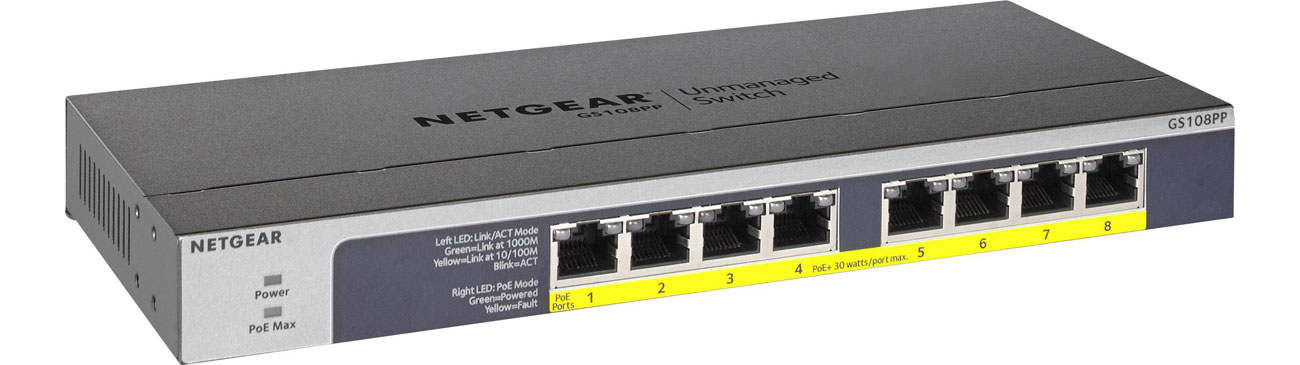  Netgear 8p GS108PP-100EUS