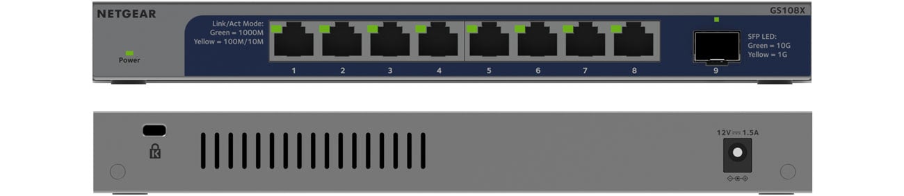 Netgear 8p GS108X-100EUS przód i tył