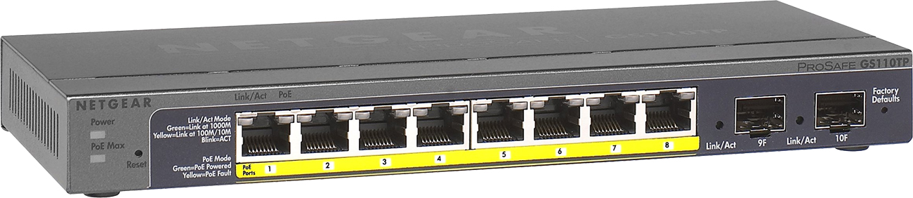 Netgear 10p GS110TP-200EUS - Przód