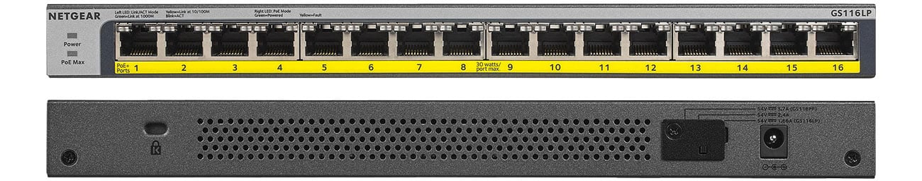 Netgear GS116LP Przód, tył