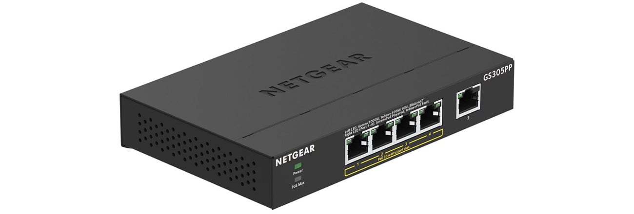 5-portowy, niezarządzany przełącznik Netgear GS305PP