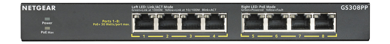 8-portowy, niezarządzany przełącznik Netgear GS308PP