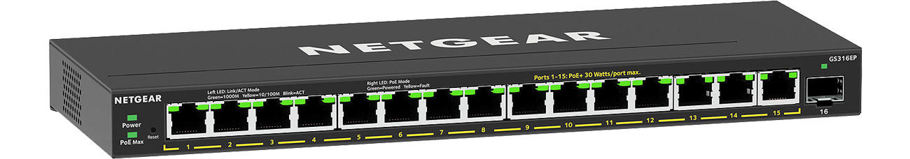 Netgear 16p GS316EP Przełącznik