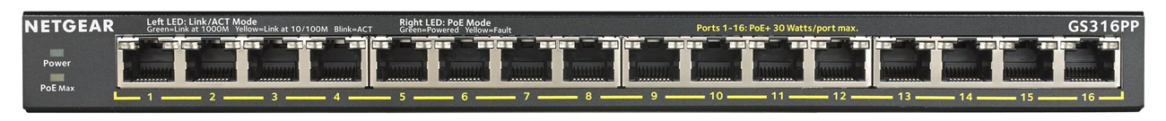 16-portowy, niezarządzany przełącznik Netgear GS308PP