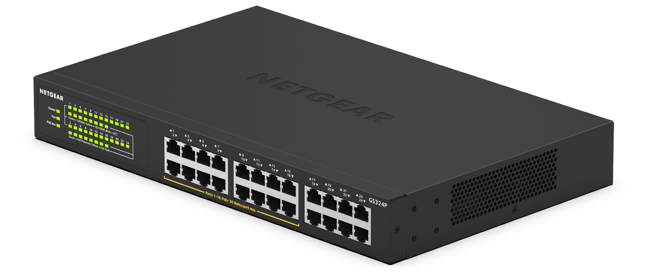 24-portowy, niezarządzany przełącznik Netgear GS324P