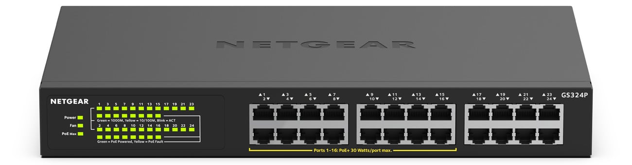 16-portowy, niezarządzany przełącznik Netgear GS324P