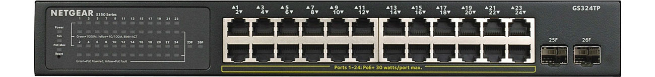 Netgear 24p GS324TP Widok z przodu