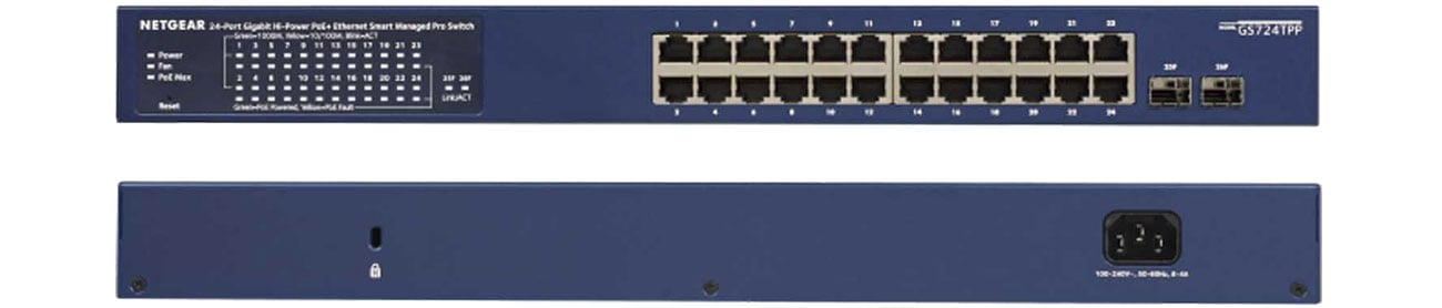 Netgear GS724TPP przód, tył