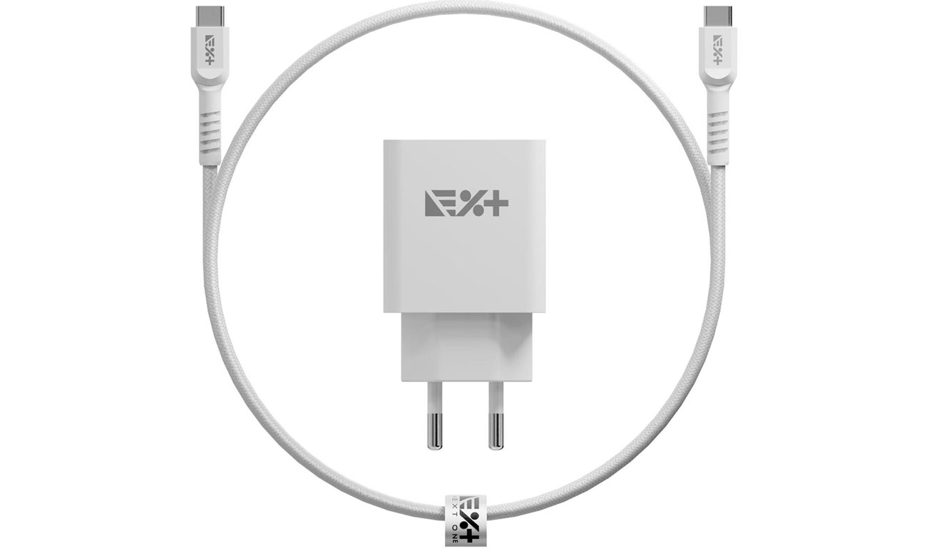 Ładowarka sieciowa NEXT ONE 20W PD 1xUSB-C z kablem USB-C white