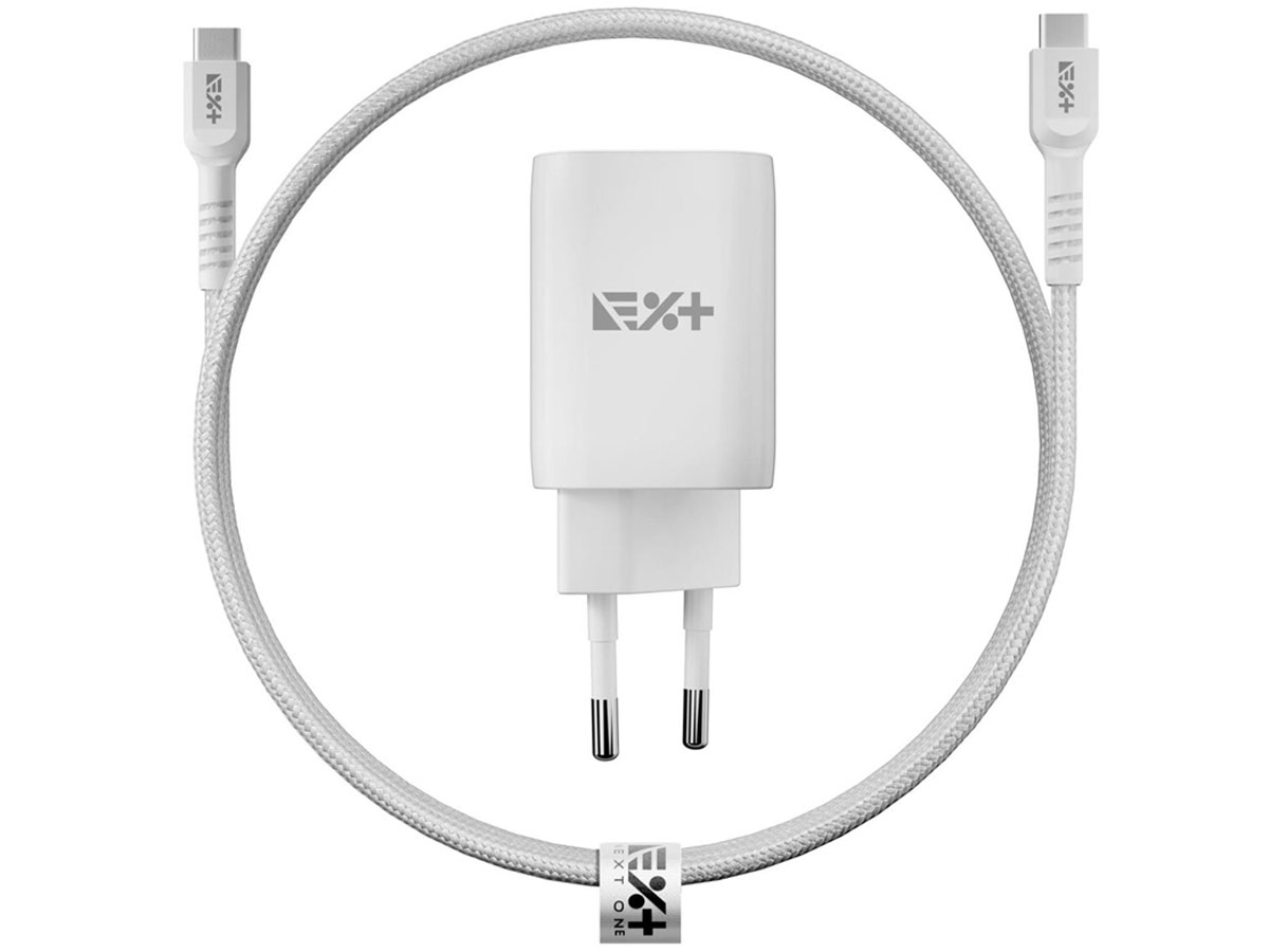 Ładowarka sieciowa NEXT ONE Fast 35W GaN 2xUSB-C z kablem USB-C white