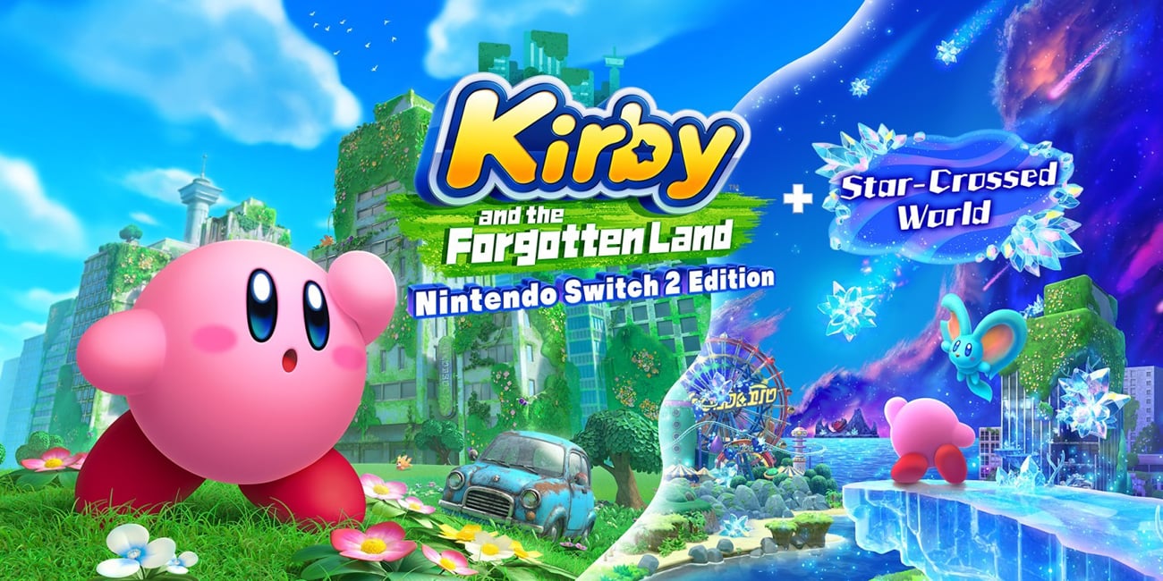 Grafika key art z gry Kirby and the Forgotten Land - Nintendo Switch 2 Edition + Star-Crossed World