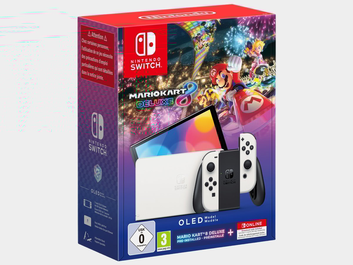 Opakowanie zestawu Nintendo Switch OLED z Mario Kart 8 Deluxe oraz NSO 12 msc