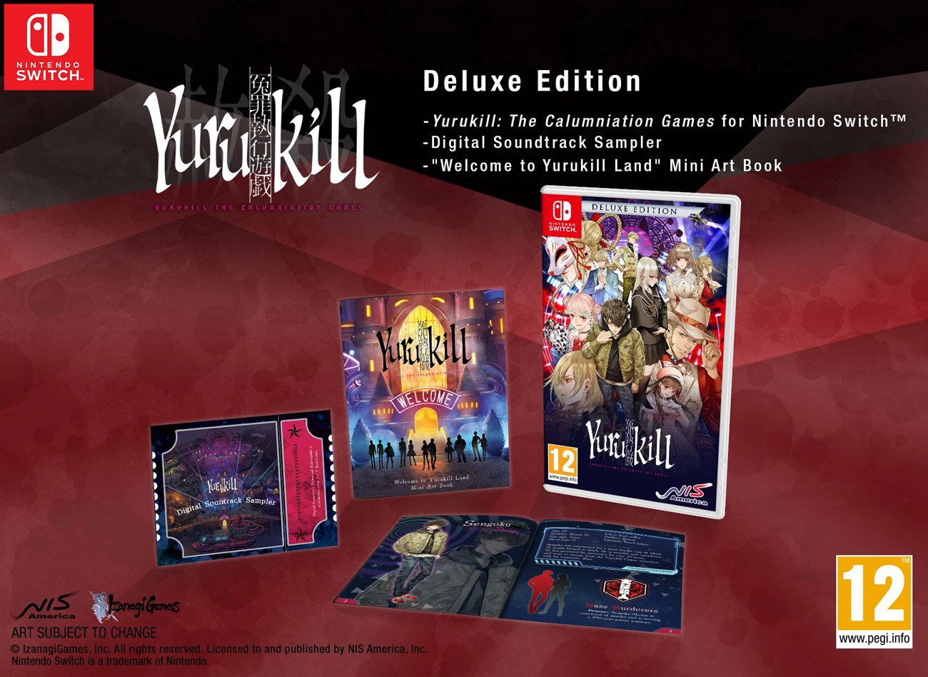 Zawartość Edycji Deluxe gry Yurukill: The Calumniation Games na Nintendo Switch