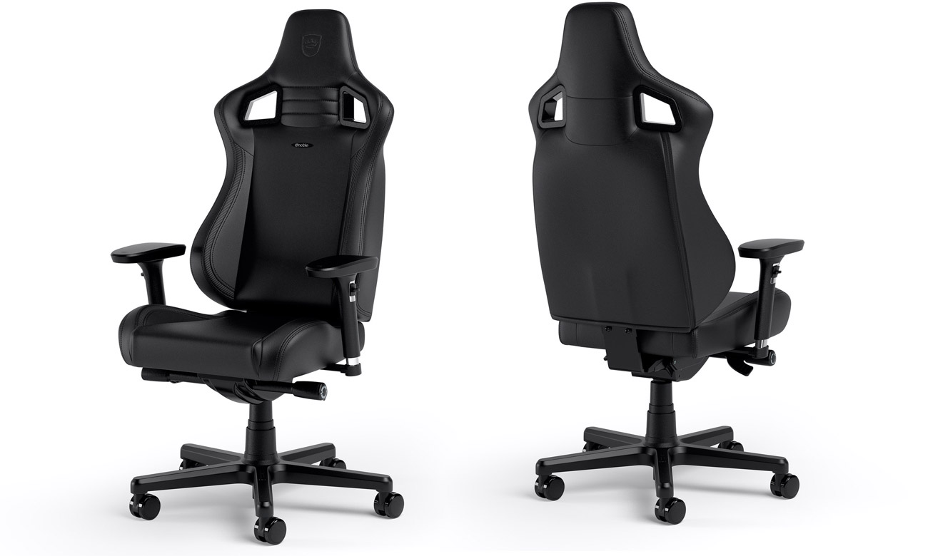 Fotel gamingowy noblechairs EPIC Compact Gaming Carbon Czarny - Widok od przodu i od tyłu