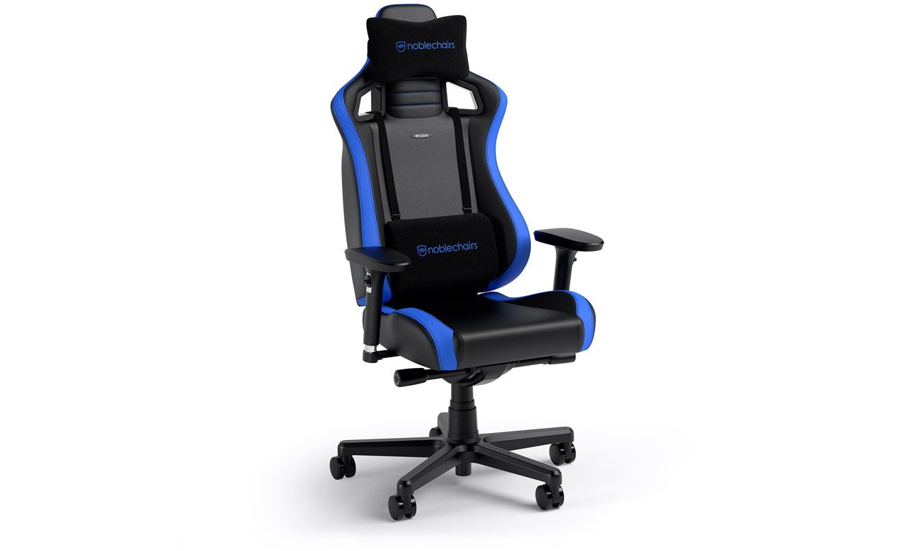 Fotel gamingowy noblechairs EPIC Compact Gaming Carbon Czarno-niebieski - Widok od przodu pod kątem