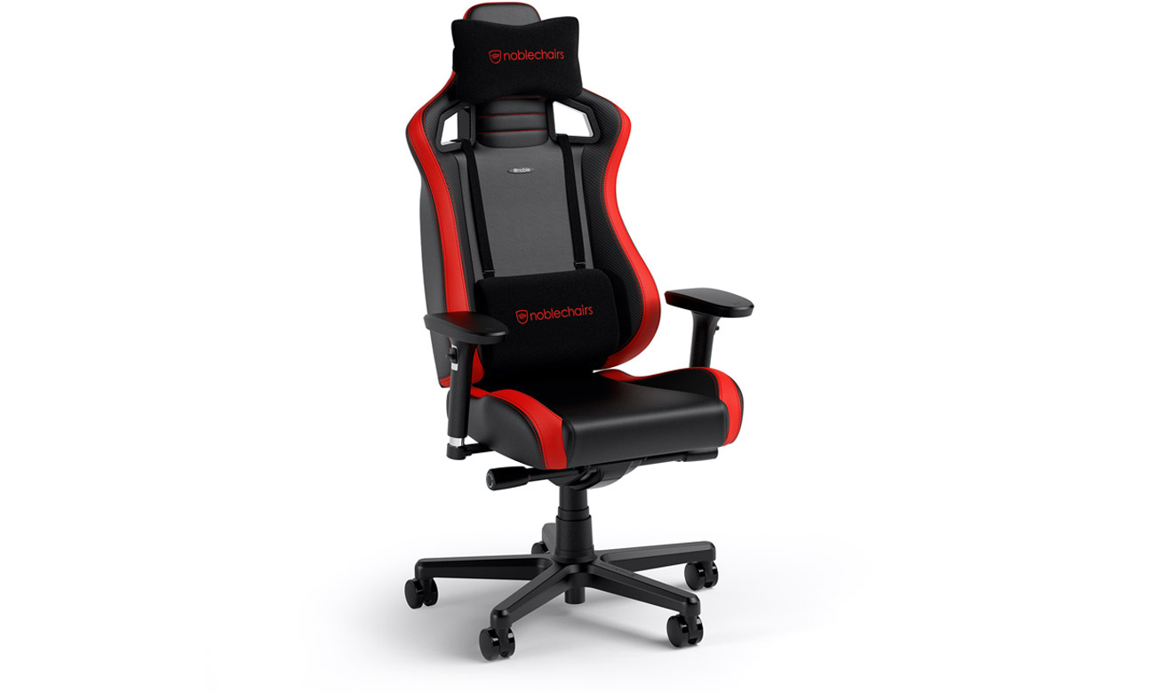 Fotel gamingowy noblechairs EPIC Compact Gaming Carbon Czarno-czerwony - Widok od przodu pod kątem