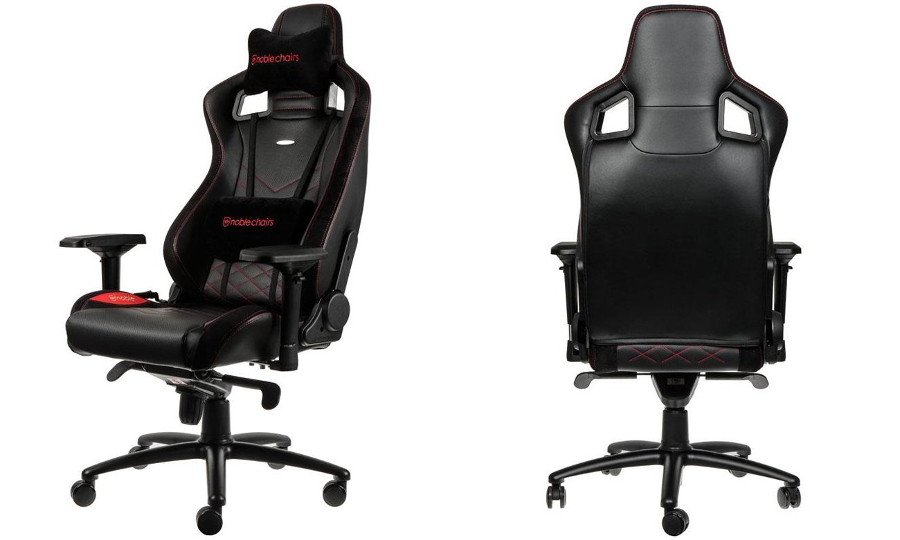 Fotel noblechairs EPIC Gaming Czarno-czerwony Przód tył