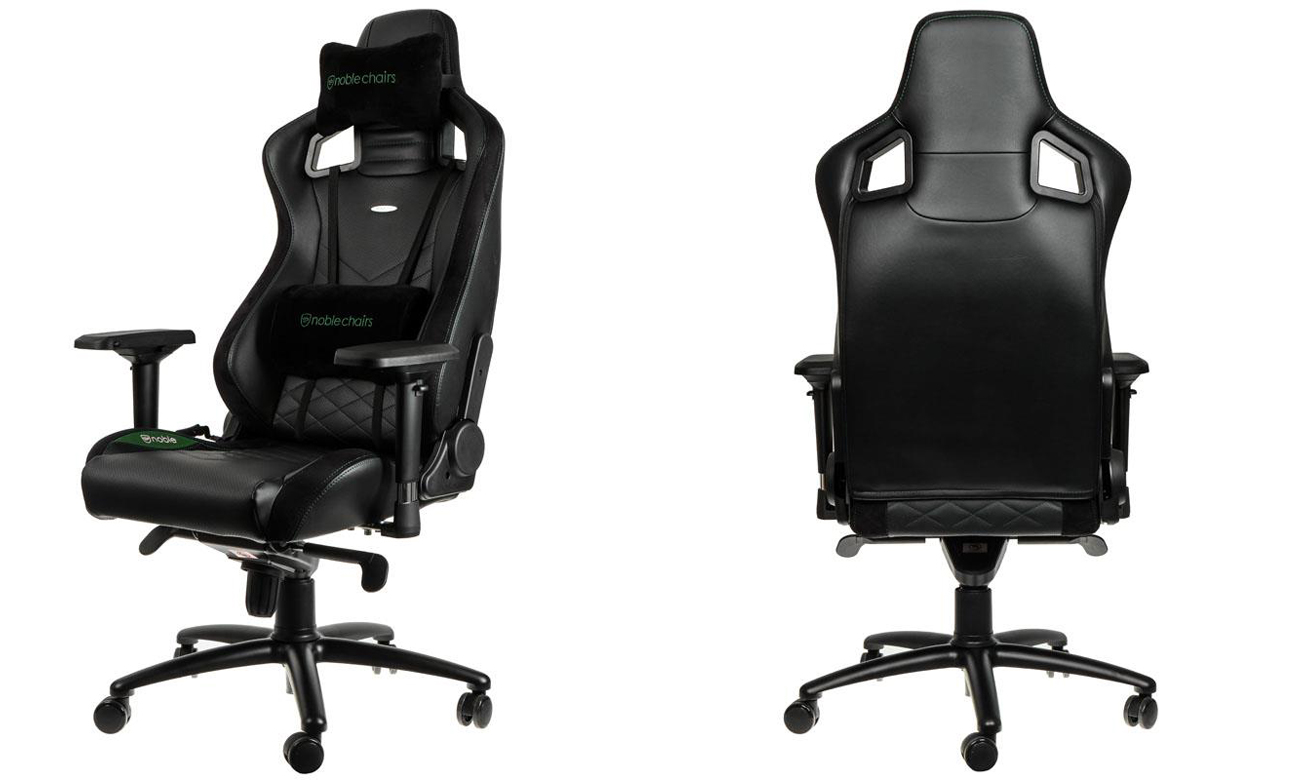 Fotel noblechairs EPIC Gaming Czarno-zielony Przód tył