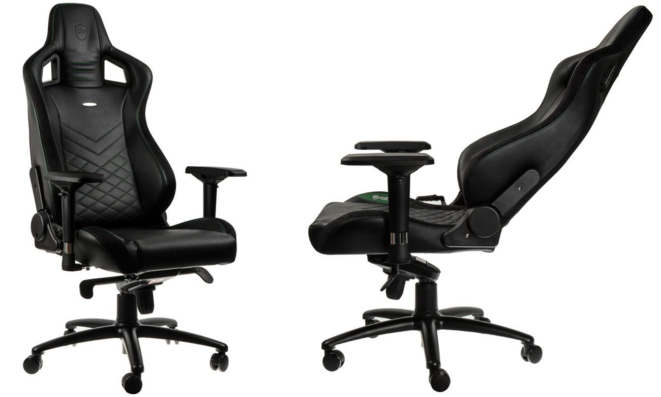 Fotel noblechairs EPIC Gaming Czarno-zielony Przód bok