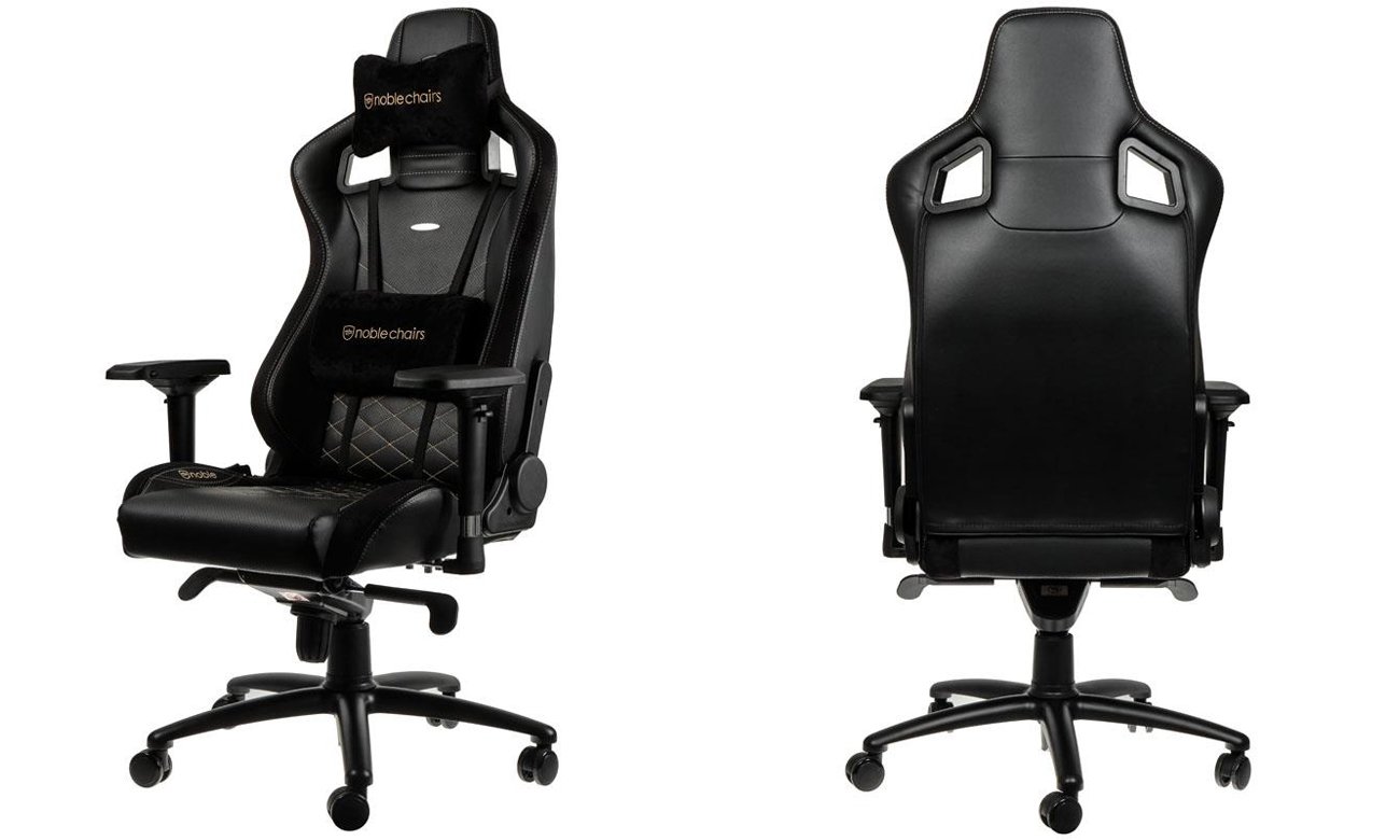 Fotel noblechairs EPIC Gaming Czarno-Złoty Przód tył