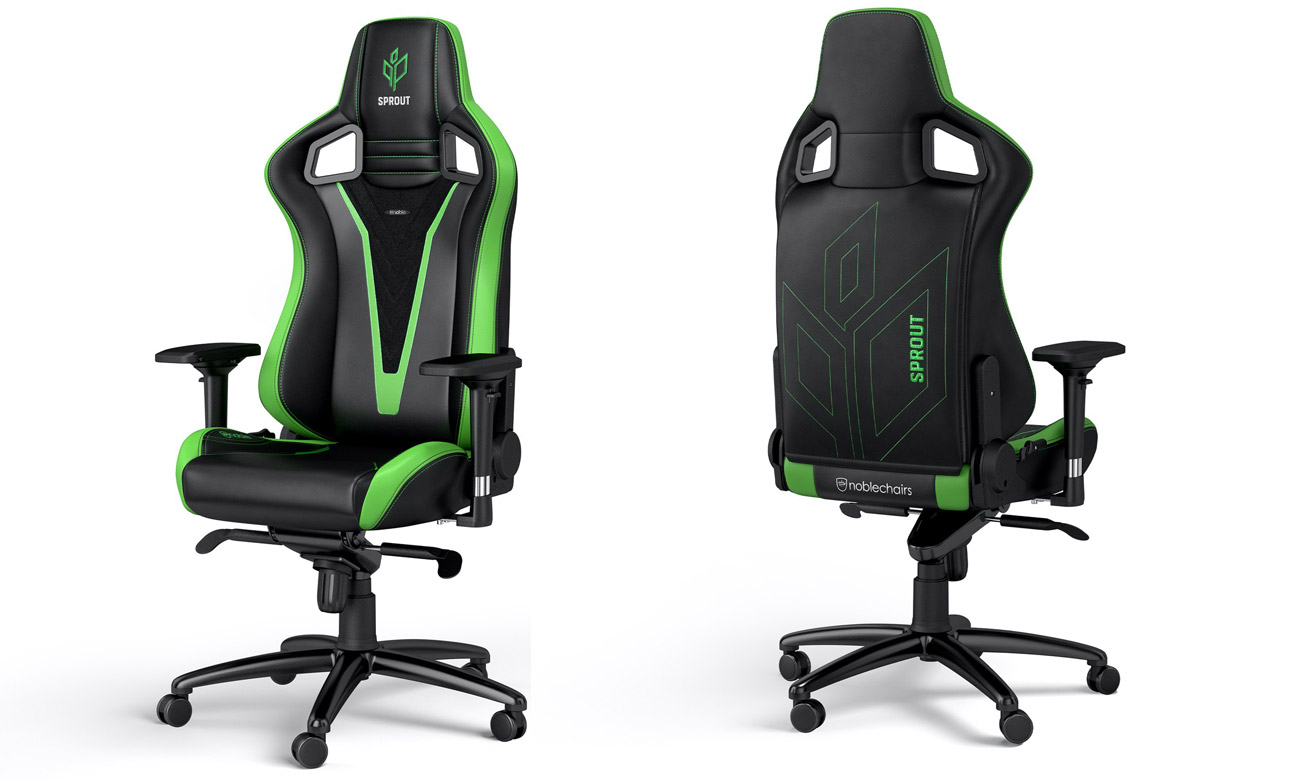 Fotel gamingowy noblechairs EPIC Gaming Sprout Edition - Widok od przodu i od tyłu