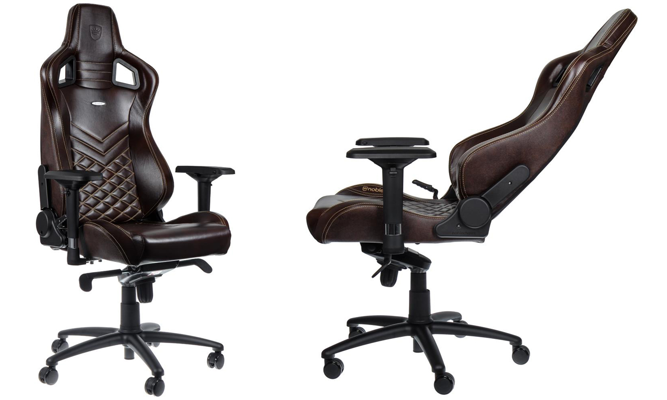 Fotel noblechairs EPIC Gaming Skórzany Brązowo-beżowy Przód bok